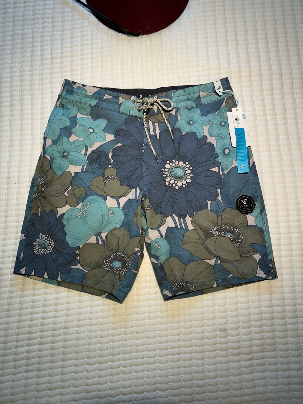 VISSLA Teal & Navy Floral Board Shorts